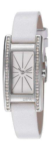 Esprit ES106172003 vivid crystal white Uhr Damenuhr Lederarmband Edelstahl 30m Analog weiss