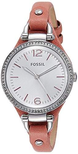 Fossil Damen-Armbanduhr XS Georgia Analog Quarz Leder ES3468