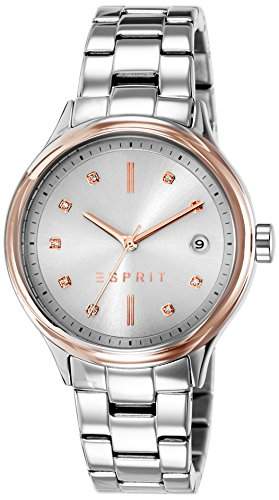 Esprit Damen-Armbanduhr ES-CAROLINE SILVER Analog Quarz Edelstahl ES108552001