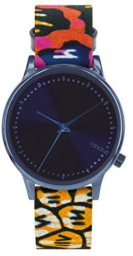 Komono Damen Quarzuhr mit Blau Zifferblatt Analog Display Armbanduhr Quarzuhrwerk und-Lederband kom-w2852