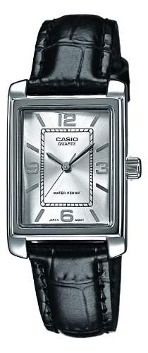Casio - ltp-1234pl-7aef - Collection Damen-Armbanduhr 045J699 Analog silber - Armband Leder Schwarz