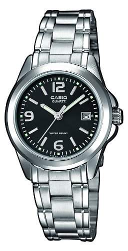 Casio ltp-1259pd-1 a - Classic - Damen-Armbanduhr Analog Quarz - Schwarz Zifferblatt - Grau Stahl