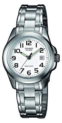 Casio - ltp-1259pd-7b - Classic Damen-Armbanduhr 045J699 Analog weiss Armband Stahl Grau