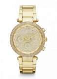Michael Kors Parker Gold Stainless Steel Glitz Dial Womens Chronograph Watch MK5856