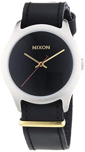 Nixon Damen-Armbanduhr Mod Leather Black Silver Gold Analog Quarz Leder A4281889-00
