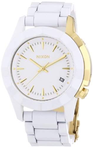Nixon Damen-Armbanduhr Monarch All White  Gold Analog Quarz Edelstahl beschichtet A2881035-00