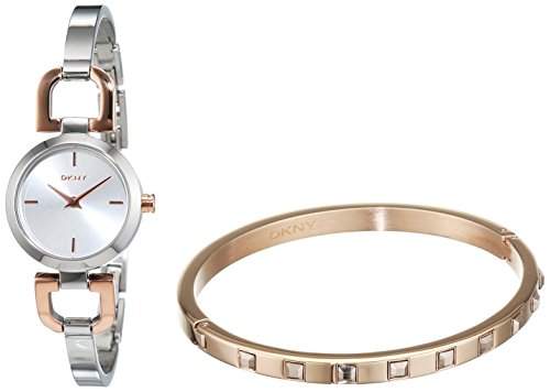 DKNY Damen Armbanduhr und Armband Set, XS Analog Quarz Edelstahl beschichtet NY2271