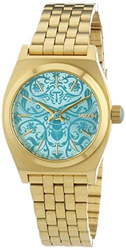 Nixon Damen-Armbanduhr XS Small Time Teller Gold Blue Beetlepoint Analog Quarz Edelstahl A3991899-00