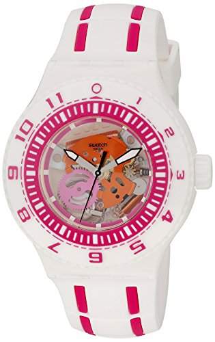 Swatch Damen-Armbanduhr Analog Quarz Silikon SUUW101