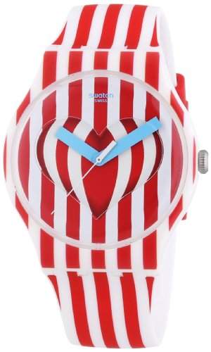Swatch Damen-Armbanduhr Sweet Valentine Analog Quarz Silikon SUOZ168