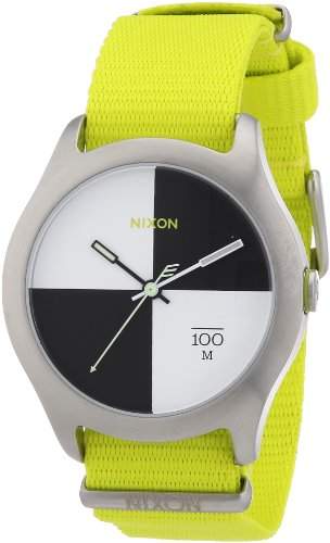 Nixon Unisex-Armbanduhr The Quad Neon Yellow Analog Quarz Nylon A3441262-00