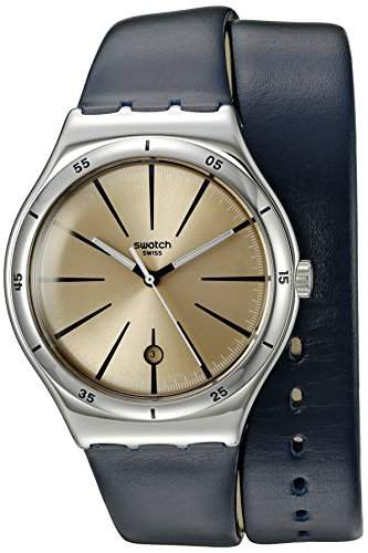 Swatch Damen-Armbanduhr Analog Quarz Leder YWS408