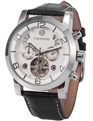 AMPM24 Herren Armbanduhr Automatikuhr Mechanische Armbanduhr Armband aus Kunstleder + AMPM24 Geschenkbox PMW372