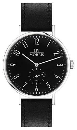 LIV MORRIS Bauhaus Automatikuhr 1963 TRITON - Armbanduhr im Bauhausstil Saphirglas Ø 41mm Herrenuhr schwarz