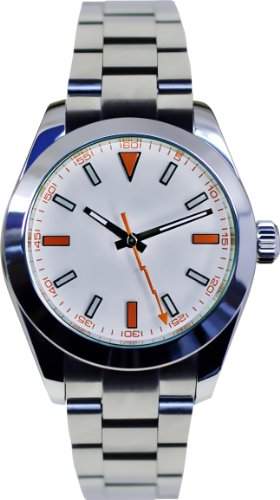 PARNIS Automatik Armbanduhr Modell 2035 mechanische Herrenuhr aus massiv Edelstahl verschraubte Krone