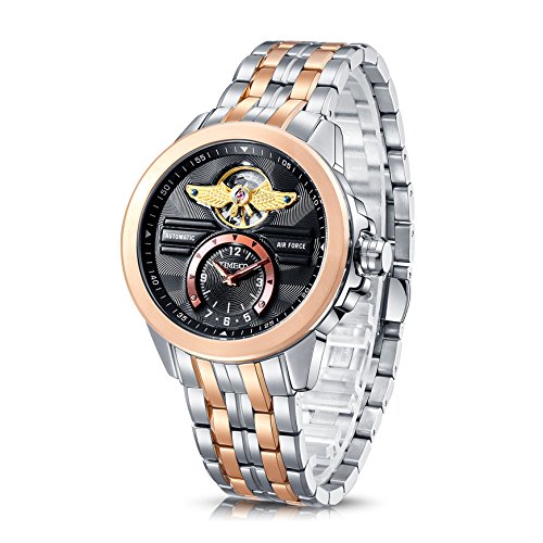 Time100 NEU Analog mechanische Armbanduhr Edelstahl Runde Rosegold W60049G 01A