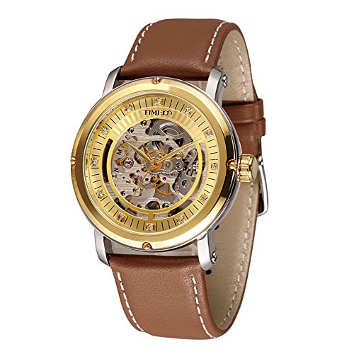 Time100 Armbanduhr mechanischen skelettierten Uhrwerk Leder W60040G 02A