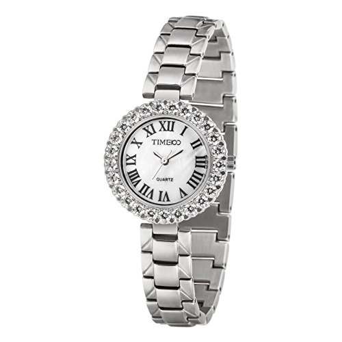 TIME100 Damen Armkettearmbanduhr Diamant Retro Analog Quarz Edelstahl Silber W50374L 01A