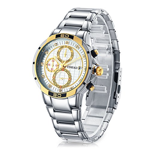 Time100 Herrenchronographuhr Quarzuhr Uhr Edelstahl mit Datum Silber W70110G 02A