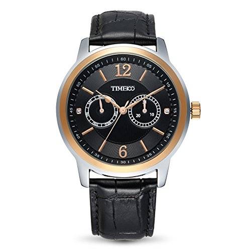 Time100 Business Style Leder Band Armbanduhr Quarz Analog Uhr W70153G 03A