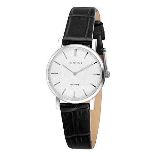 Time100 Saphir Serie Ultra duenn Quarz Liebespaar mit Leder Armband W80078L 02A