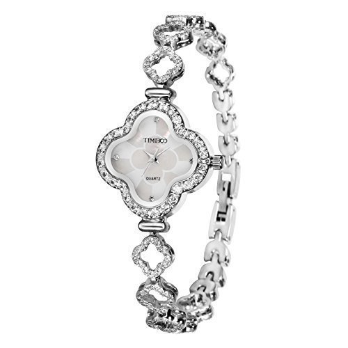 TIME100 Damen Vier Kleeblatt Armkettearmbanduhr Diamant Analog Quarz W50372L 01A