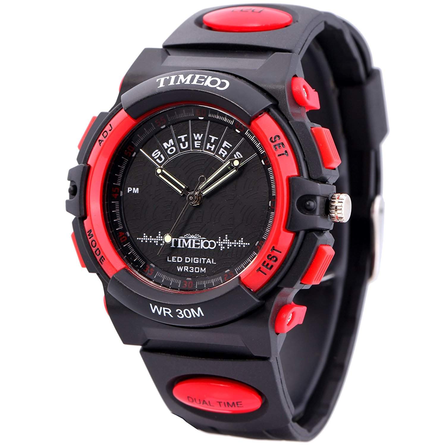 Time100 LED Multifunktion-Analog-Digital-Armbanduhr Rot W40004G03A