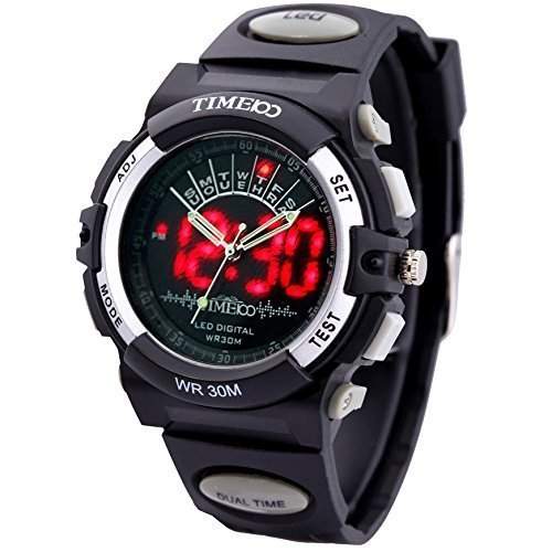 Time100 LED Herrenuhr Multifunktion-Analog-Digitaluhr Armbanduhr SilverW40004G04A