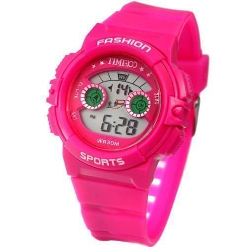 Time100 Farbige LCD Sport-Kinder-Digital-Armbanduhr Rose W40007G06A