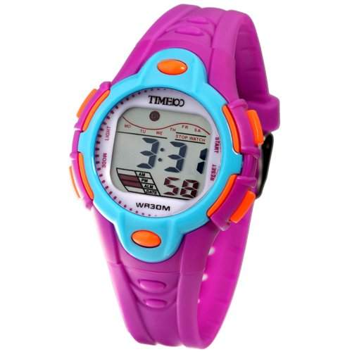 Time100 Moderne LCD Multifunktio-Digital-Armbanduhr mit klatem Licht violett W40009L05A