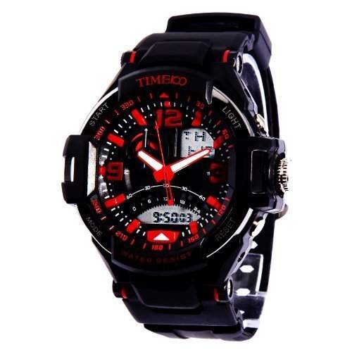 TIME100 LED Ana-Digi-Anzeige Multifunktions Rote Zahlen Sport elektronische Uhr # W40103G02A