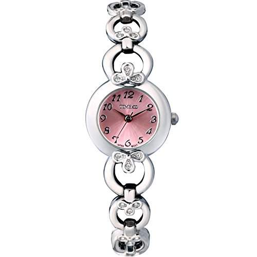 Time100 Einfach-Serien Damenarmbanduhr mit Hakenschloss rundes Zifferblatt Edelstahl rosa #W50053L03A