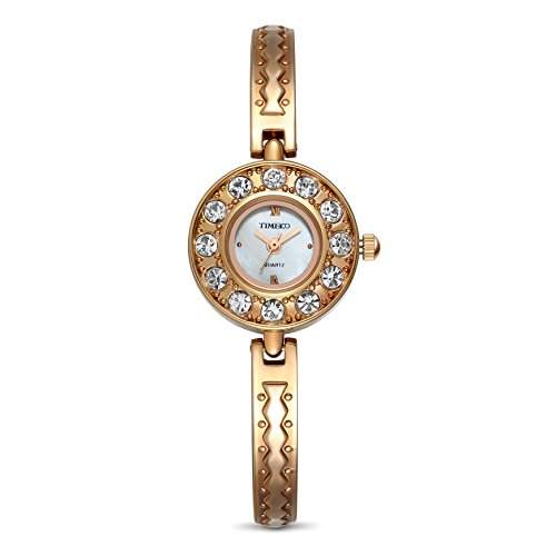 Time100 Engel-Serie Damen-Armbanduhr mit blaun Strassen und Hakenschloss W50063L02A