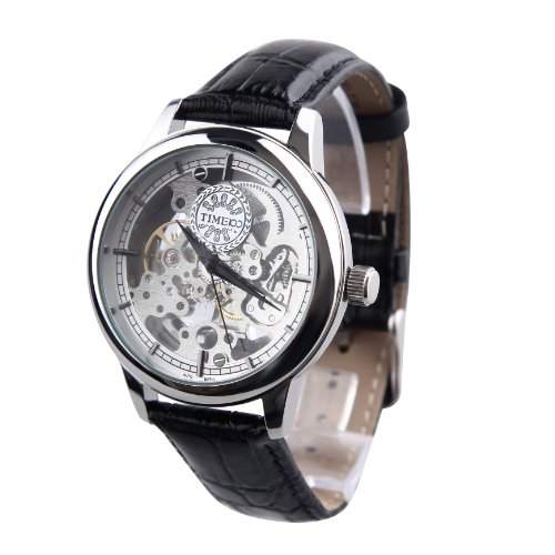 Time100 Herrenuhr Damenuhr Armbanduhr mechanischen skelettierten Uhrwerk Leder #W60006G03A