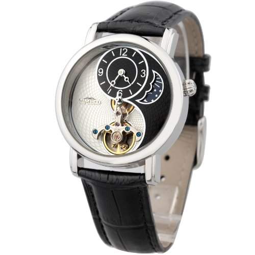 Time100 Tai Chi Armbanduhr Mondphasen mechanische automatikuhr recht leder schwarz W60012M01A