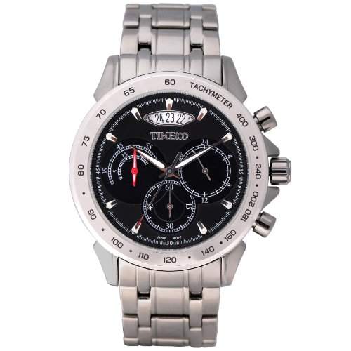 Time100 Herrenchronographuhr Armbanduhr Uhr Quarz Edelstahl mit Datum Schwarz 5 Bar Wasserdicht W70003G01A