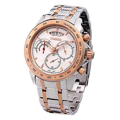 Time100 Herrenchronographuhr Armbanduhr Uhr Quarz Edelstahl mit Datum Rosegold 5 Bar Wasserdicht W70003G03A