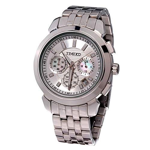Time100 Herrenarmbanduhr Edelstahl Armband Chronograph Uhr mit Kalender #W70006G01A