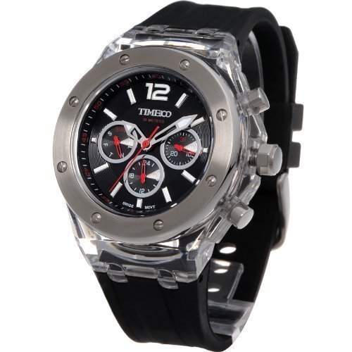 Time100 Modische Sport-Multifunktion-Liebespaar-Herren-Armbanduhr mit drei Anzeigen und Silikon-Armband W70034G01A