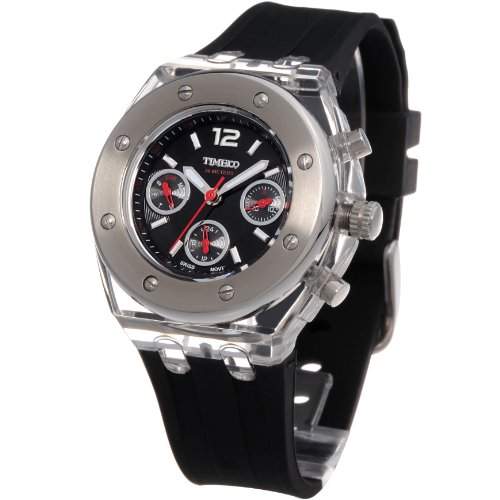 Time100 Modische Sport-Multifunktion-Liebespaar-Damen-Armbanduhr mit drei Anzeigen und Silikon-Armband W70034L01A