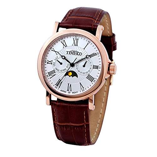 Time100 Herren-Armbanduhr mit romanischen Nummern-Skalas und Tag-Nacht-Anzeige W80035G03A