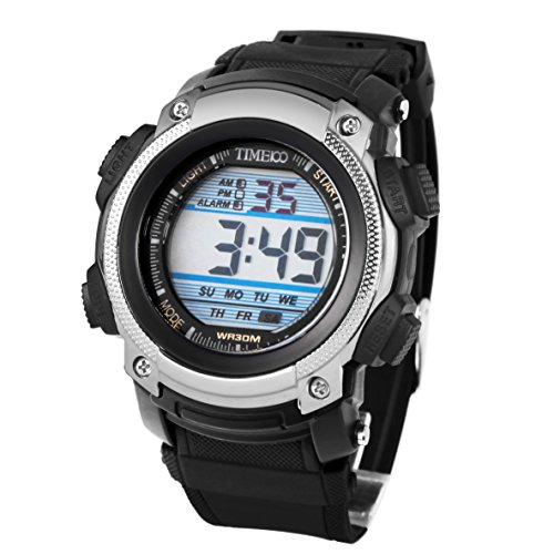 TIME100 LED Wasserfest Sportuhr Unisex Armbanduhr Multifunction Digitale W40022M 01A