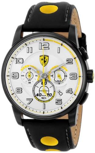 Ferrari - 830056 - Armbanduhr - Quarz Chronograph - Schwarzes Ziffernblatt - Armband Leder Schwarz