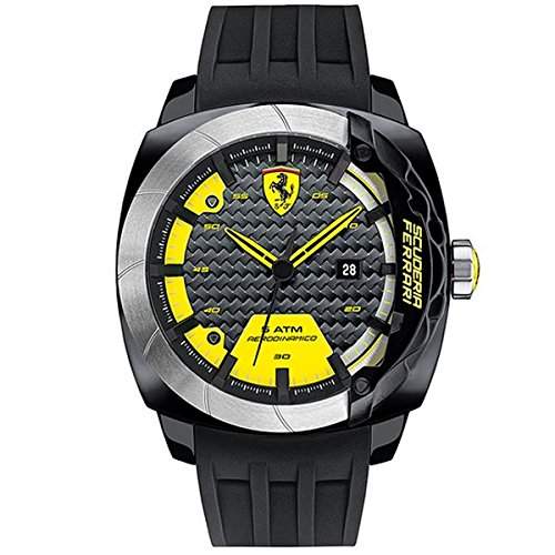 Ferrari Scuderia Aerodinamico Herren 46mm Schwarz Silizium Armband Uhr 0830204