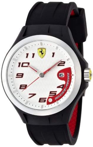 Ferrari 830013 Lap Time Uhr Herrenuhr Kautschuk Kunststoff 50m Analog Datum schwarz
