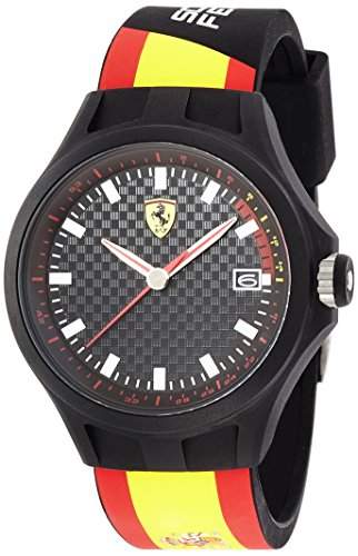 Scuderia Ferrari 830130 PIT CREW Uhr Herrenuhr Kautschuk Kunststoff 50m Analog Datum schwarz