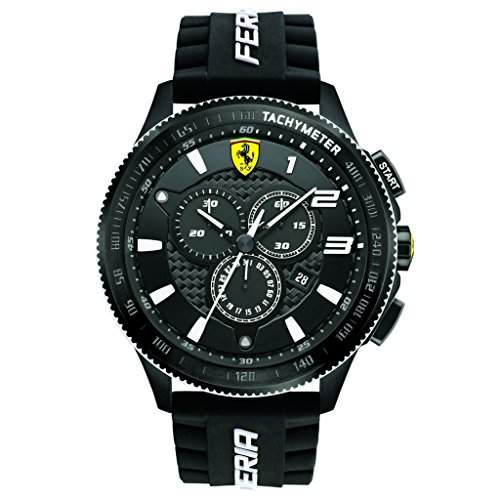 Scuderia Ferrari 830242 Scuderia XX Chronograph Uhr Herrenuhr Kautschuk Edelstahl 50m Analog Chrono Datum schwarz
