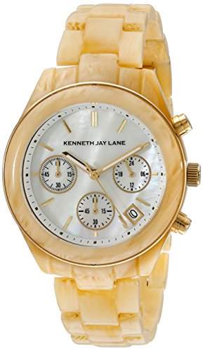 Kenneth Jay Lane 4000 Series Damen-Armbanduhr 38mm Chronograph Armband Harz Beige + Gehaeuse Quarz 4004