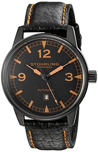 Stuhrling Original Herren 129A335557 Tuskegee -Flieger Automatik Datum Schwarz Watch