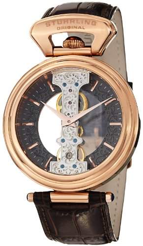 Stuhrling Emperor Spire Herren 45mm Braun Leder Armband Uhr 2373345K54